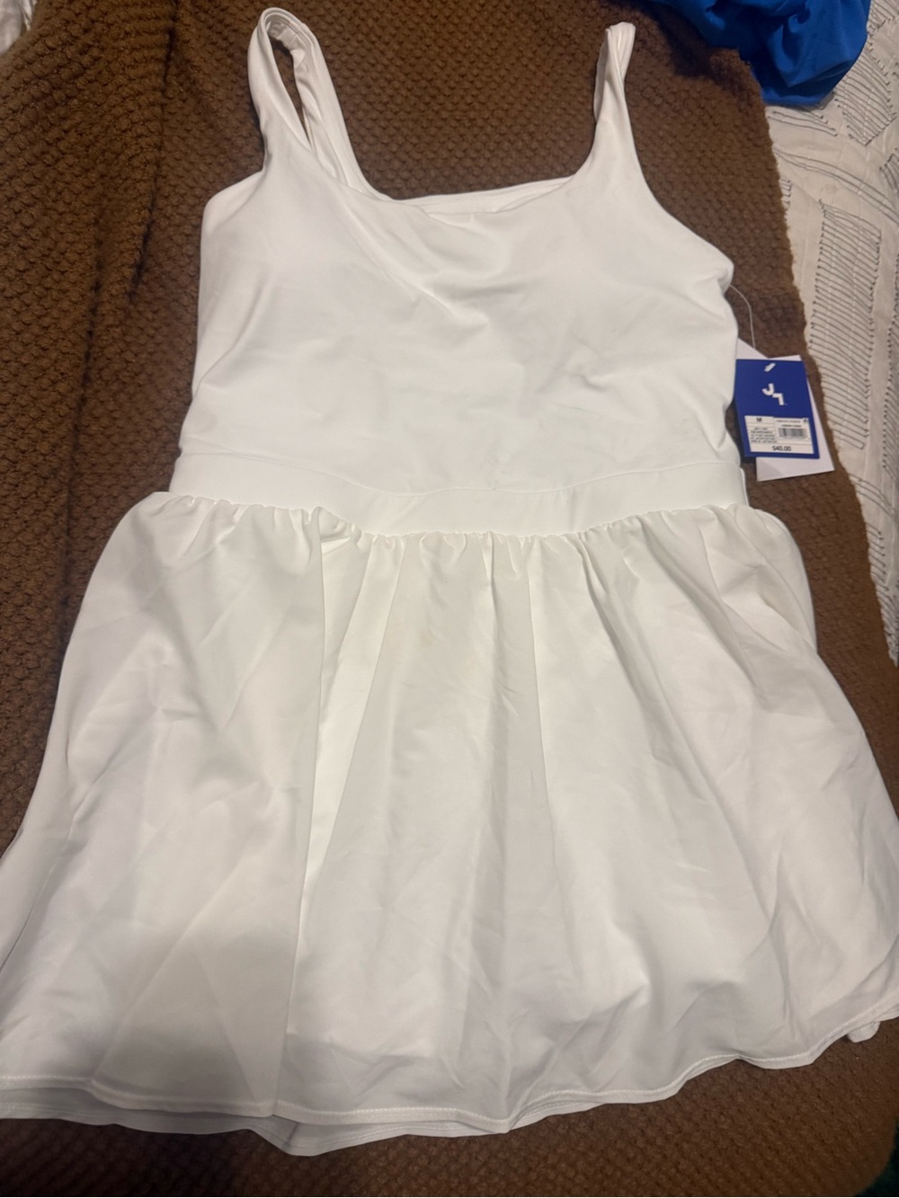 JoyLab White Backless Tank Dress with Gathered Skirt